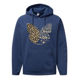 Christian Bible Verse Butterfly Cheetah Mom N Gift Performance Fleece Hoodie