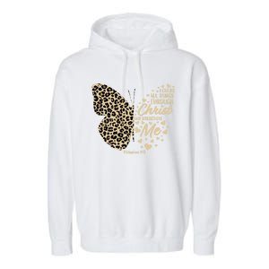 Christian Bible Verse Butterfly Cheetah Mom N Gift Garment-Dyed Fleece Hoodie