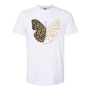 Christian Bible Verse Butterfly Cheetah Mom N Gift Softstyle CVC T-Shirt