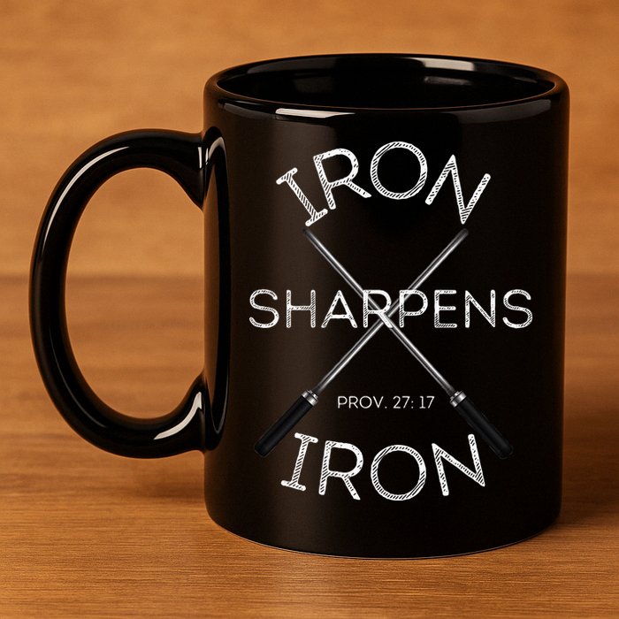 Christian Bible Verse Iron Sharpens Iron Prov 2717 11oz C Handle Ceramic Mug