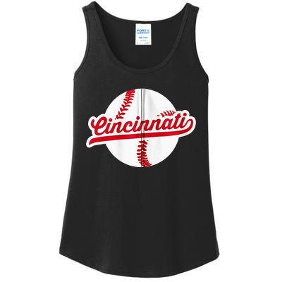 Cincinnati Baseball Vintage Ohio Pride Love City Red Zip Hoodie Ladies Essential Tank