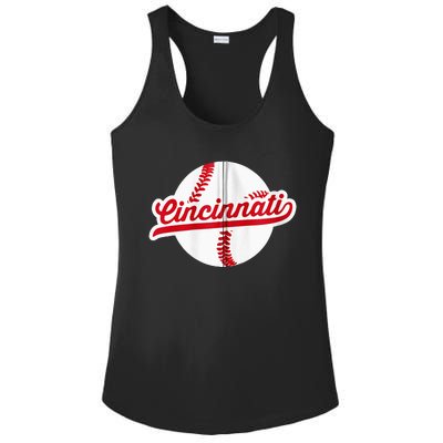 Cincinnati Baseball Vintage Ohio Pride Love City Red Zip Hoodie Ladies PosiCharge Competitor Racerback Tank