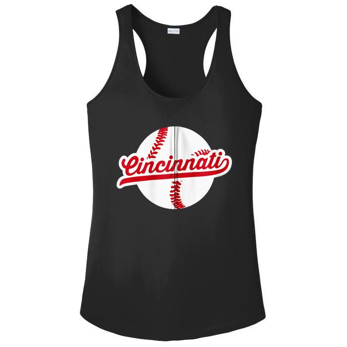 Cincinnati Baseball Vintage Ohio Pride Love City Red Zip Hoodie Ladies PosiCharge Competitor Racerback Tank