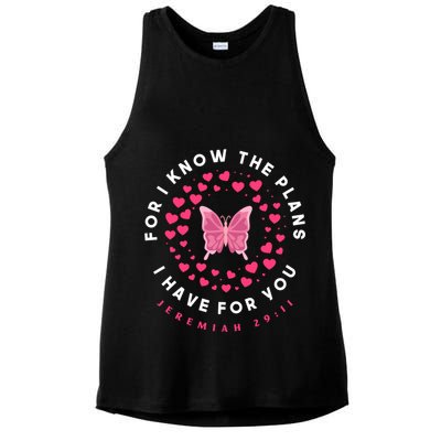 Christian Bible Verse Butterfly Christ Jesus Gift Ladies PosiCharge Tri-Blend Wicking Tank