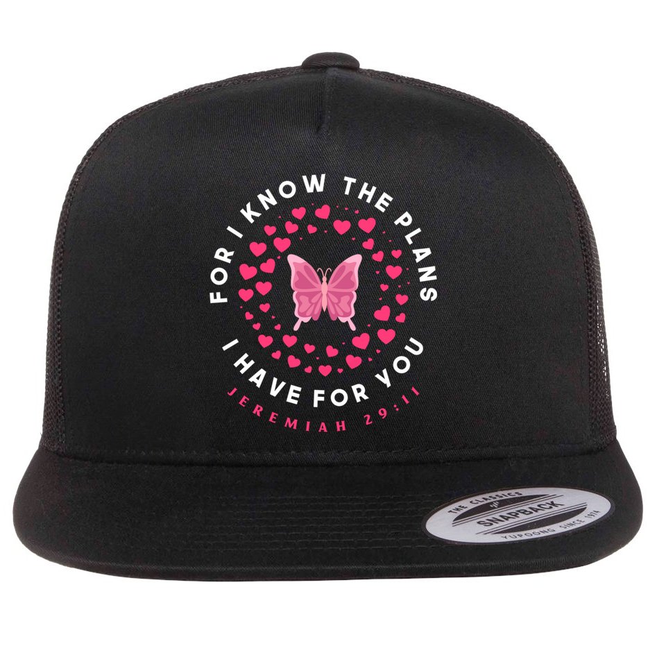 Christian Bible Verse Butterfly Christ Jesus Gift Flat Bill Trucker Hat