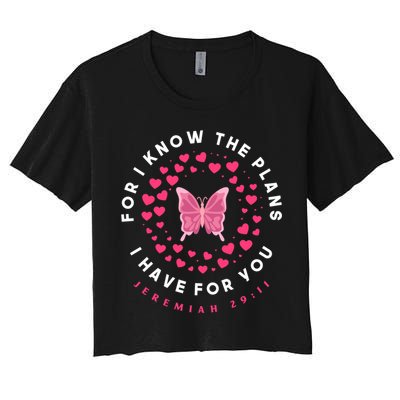 Christian Bible Verse Butterfly Christ Jesus Gift Women's Crop Top Tee