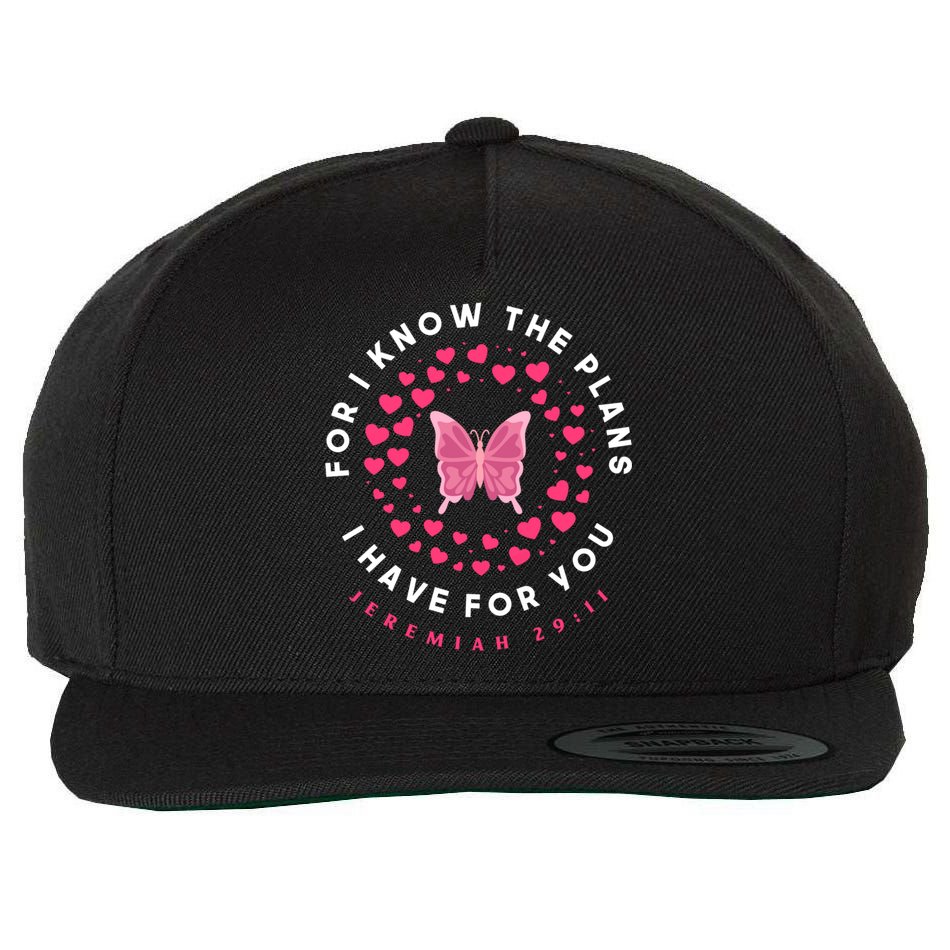 Christian Bible Verse Butterfly Christ Jesus Gift Wool Snapback Cap