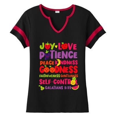 Christian Bible Verse Fruit Of The Spirit Galatians 522 Ladies Halftime Notch Neck Tee