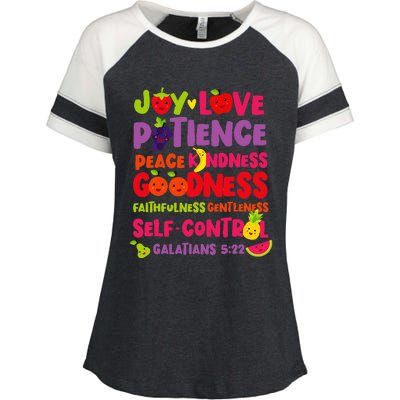 Christian Bible Verse Fruit Of The Spirit Galatians 522 Enza Ladies Jersey Colorblock Tee