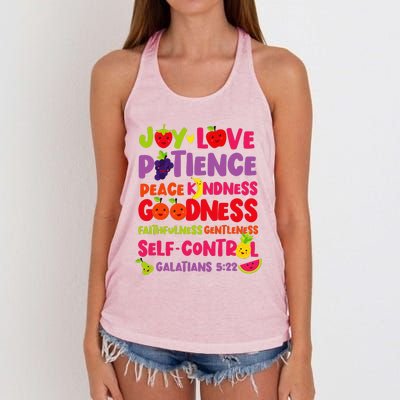 Christian Bible Verse Fruit Of The Spirit Galatians 522 Women's Knotted Racerback Tank