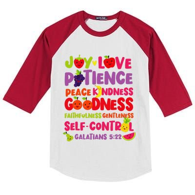 Christian Bible Verse Fruit Of The Spirit Galatians 522 Kids Colorblock Raglan Jersey