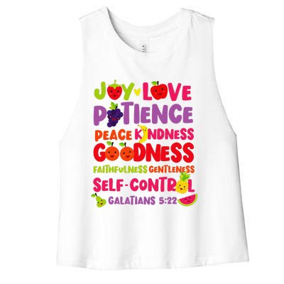 Christian Bible Verse Fruit Of The Spirit Galatians 522 Women's Racerback Cropped Tank