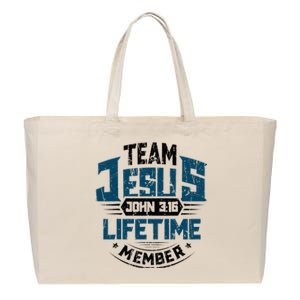 Christian Bible Verse Team Jesus Lifetime Member Scripture Cotton Canvas Jumbo Tote