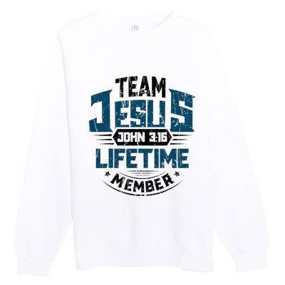 Christian Bible Verse Team Jesus Lifetime Member Scripture Premium Crewneck Sweatshirt