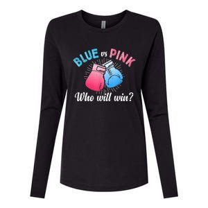 Cute Blue Vs Pink Gender Reveal Party Boxing Boxer Womens Cotton Relaxed Long Sleeve T-Shirt