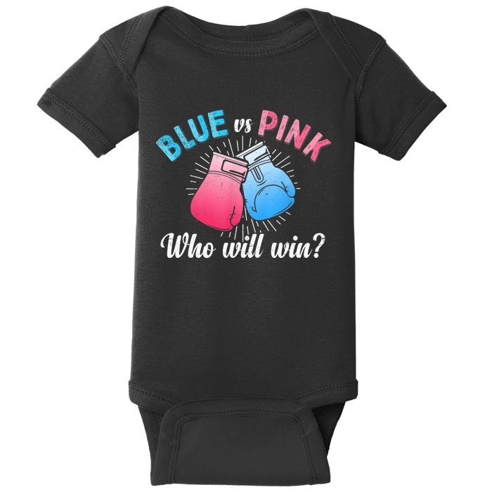 Cute Blue Vs Pink Gender Reveal Party Boxing Boxer Baby Bodysuit