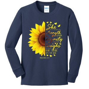 Christian Bible Verse Sunflower Scripture Religious Gift Her Kids Long Sleeve Shirt