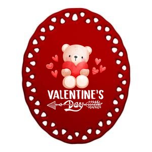 Cute Bear Valentine's Day Funny Gift Ceramic Oval Ornament