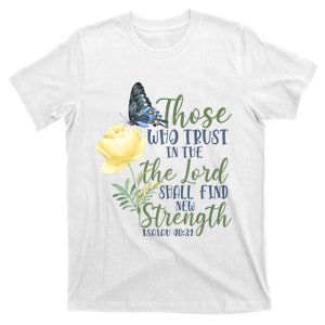 Christian Bible Verse Butterfly Rose Flower Isaiah 40:31 T-Shirt