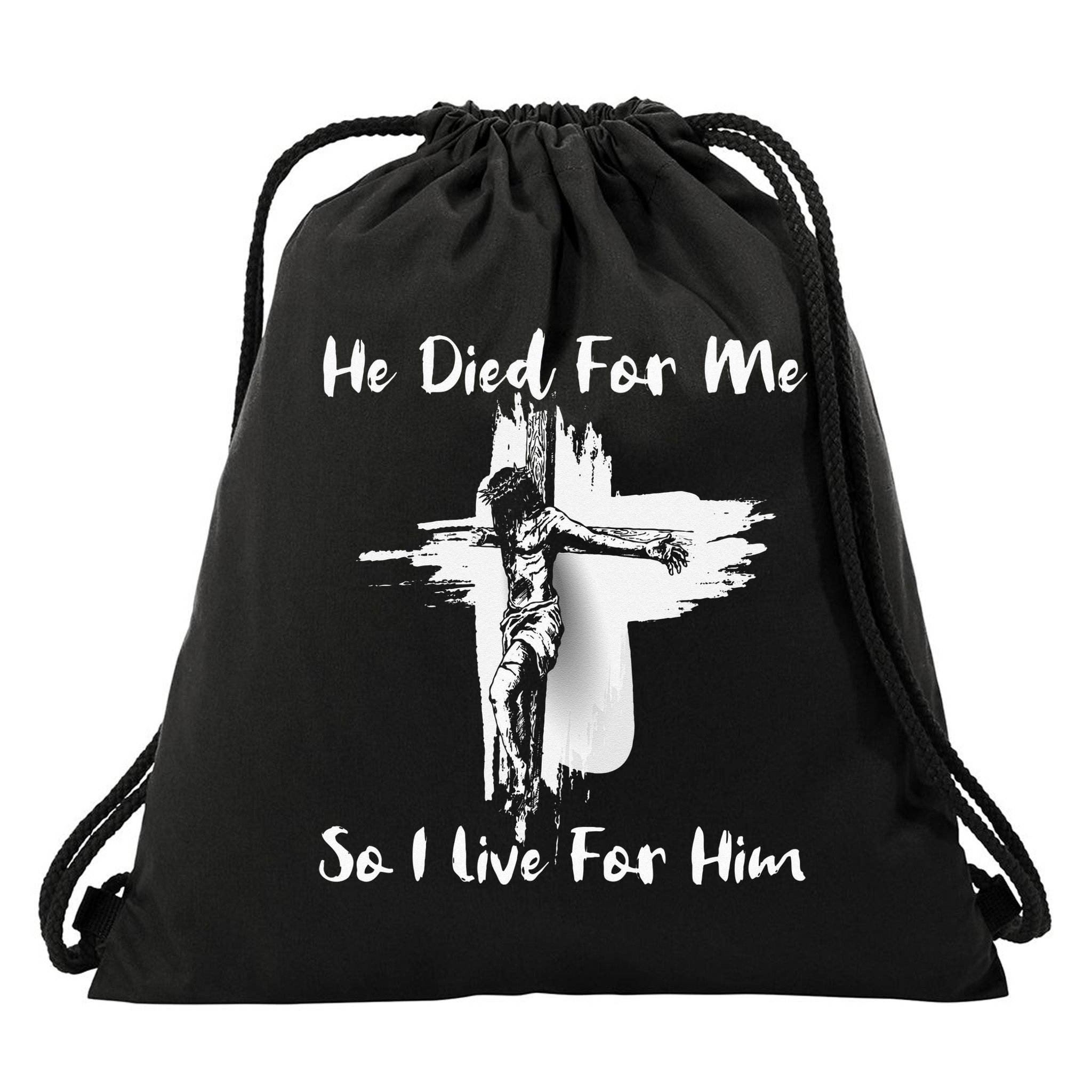 Christian Bible Verse Jesus Died For Me Drawstring Bag