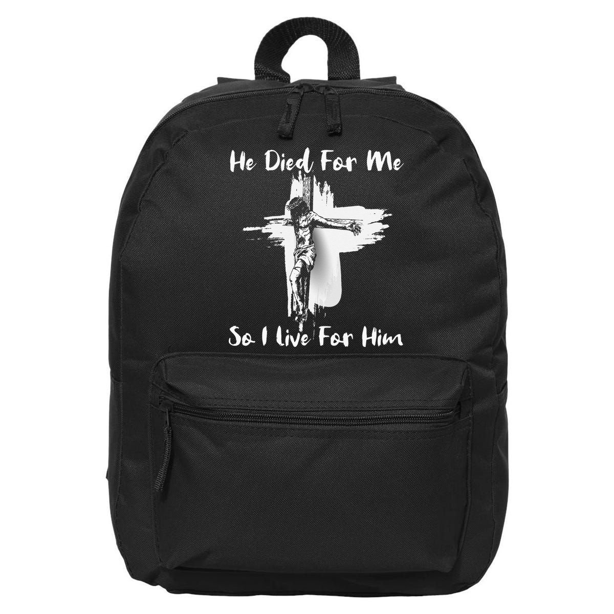 Christian Bible Verse Jesus Died For Me 16 in Basic Backpack