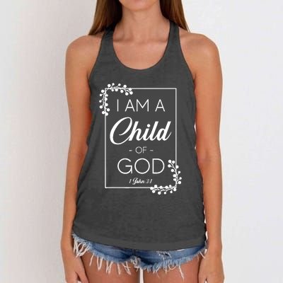 Christian Bible Verse I Am A Child Of God 1 John 3:1 Women's Knotted Racerback Tank