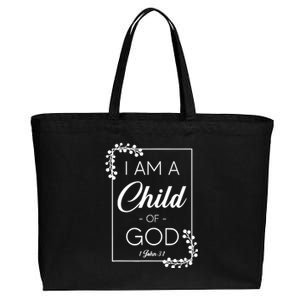 Christian Bible Verse I Am A Child Of God 1 John 3:1 Cotton Canvas Jumbo Tote