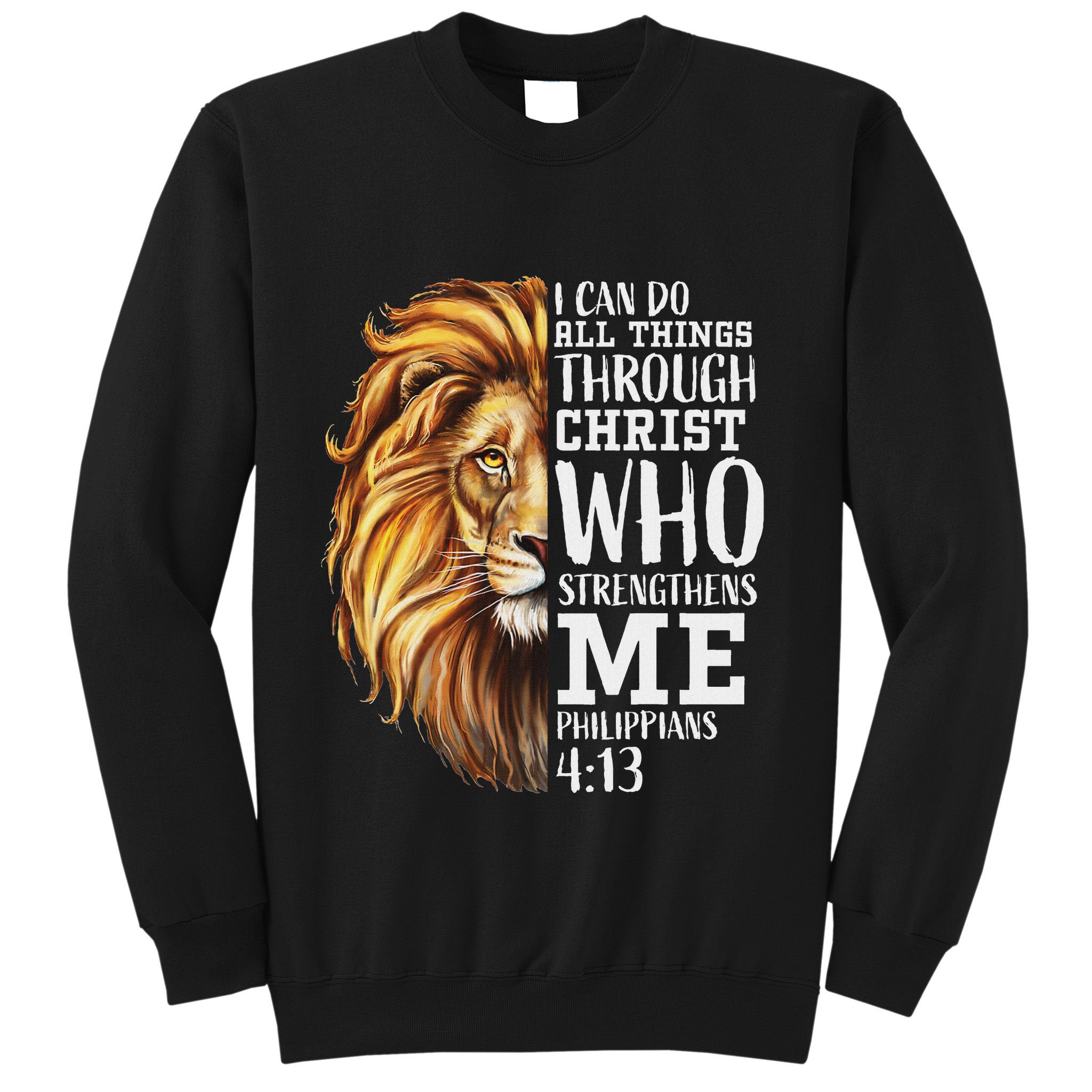Christian Bible Verse Sayings Religious Gifts Him Lion Judah Sweatshirt
