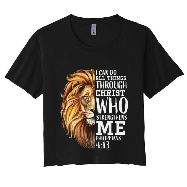 Christian Bible Verse Sayings Religious Gifts Him Lion Judah Crop Top