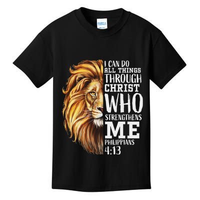 Christian Bible Verse Sayings Religious Gifts Him Lion Judah Kids T-Shirt