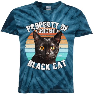 Cat Black Vintage Eighties Style Cat Retro Property Gift Cute Dog Kids Tie-Dye T-Shirt