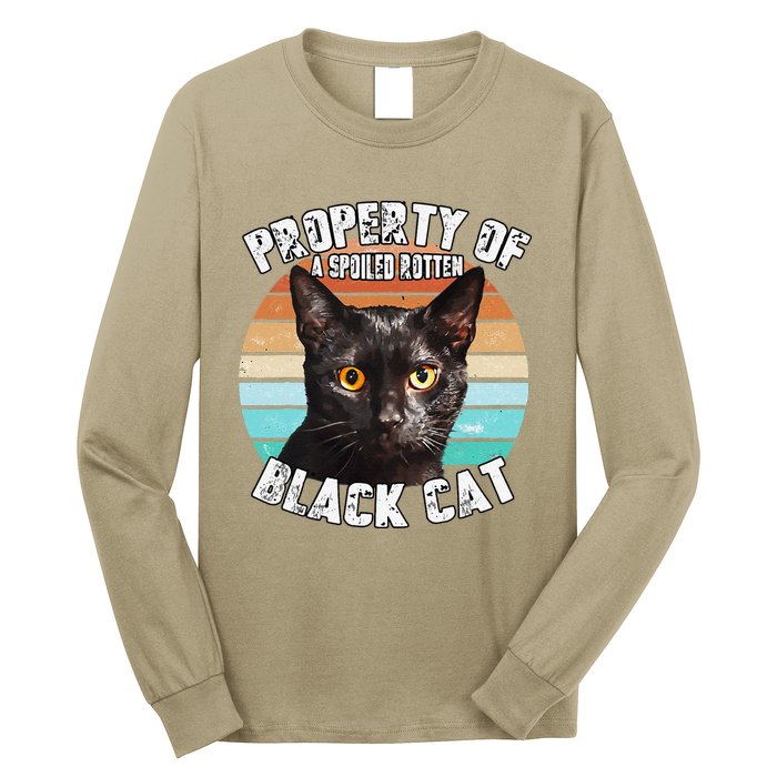 Cat Black Vintage Eighties Style Cat Retro Property Gift Cute Dog Long Sleeve Shirt