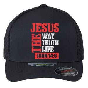 Christian Bible Verse Jesus The Way Truth Life John 14:6 Flexfit Unipanel Trucker Cap