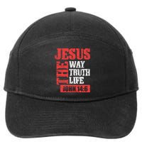 Christian Bible Verse Jesus The Way Truth Life John 14:6 7-Panel Snapback Hat