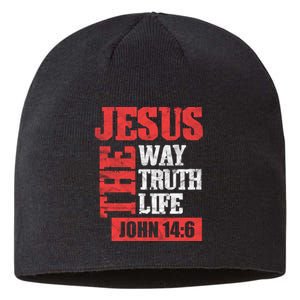 Christian Bible Verse Jesus The Way Truth Life John 14:6 Sustainable Beanie