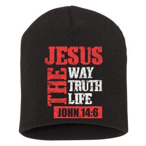 Christian Bible Verse Jesus The Way Truth Life John 14:6 Short Acrylic Beanie