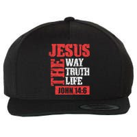 Christian Bible Verse Jesus The Way Truth Life John 14:6 Wool Snapback Cap