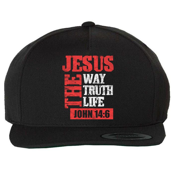 Christian Bible Verse Jesus The Way Truth Life John 14:6 Wool Snapback Cap