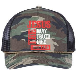 Christian Bible Verse Jesus The Way Truth Life John 14:6 Retro Rope Trucker Hat Cap