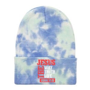 Christian Bible Verse Jesus The Way Truth Life John 14:6 Tie Dye 12in Knit Beanie