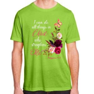 Christian Bible Verse Floral Butterfly Philippians 4:13 Cute Gift Adult ChromaSoft Performance T-Shirt