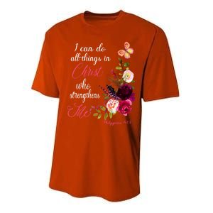 Christian Bible Verse Floral Butterfly Philippians 4:13 Cute Gift Performance Sprint T-Shirt