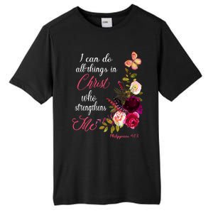 Christian Bible Verse Floral Butterfly Philippians 4:13 Cute Gift Tall Fusion ChromaSoft Performance T-Shirt