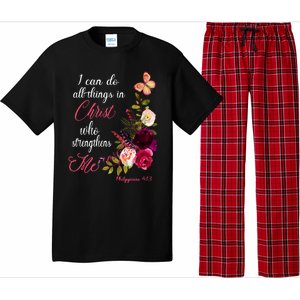 Christian Bible Verse Floral Butterfly Philippians 4:13 Cute Gift Pajama Set