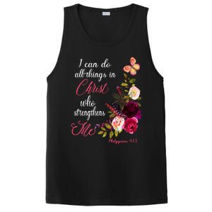 Christian Bible Verse Floral Butterfly Philippians 4:13 Cute Gift PosiCharge Competitor Tank