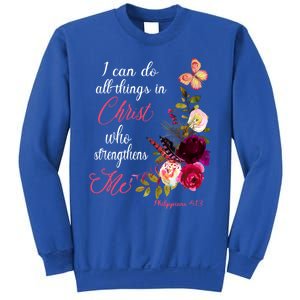 Christian Bible Verse Floral Butterfly Philippians 4:13 Cute Gift Sweatshirt