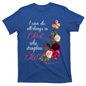 Christian Bible Verse Floral Butterfly Philippians 4:13 Cute Gift T-Shirt