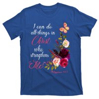 Christian Bible Verse Floral Butterfly Philippians 4:13 Cute Gift T-Shirt