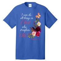 Christian Bible Verse Floral Butterfly Philippians 4:13 Cute Gift Tall T-Shirt