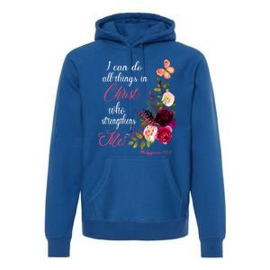 Christian Bible Verse Floral Butterfly Philippians 4:13 Cute Gift Premium Hoodie